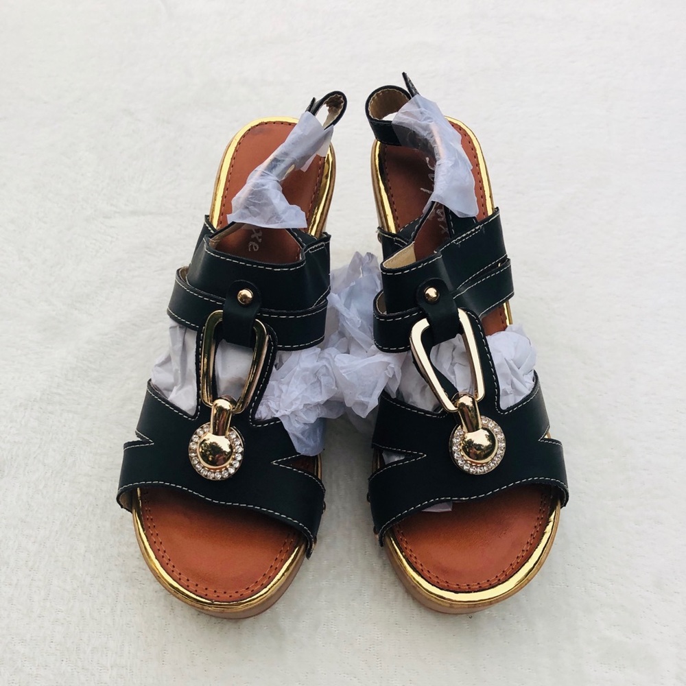 Black Charm-Accent Sandals